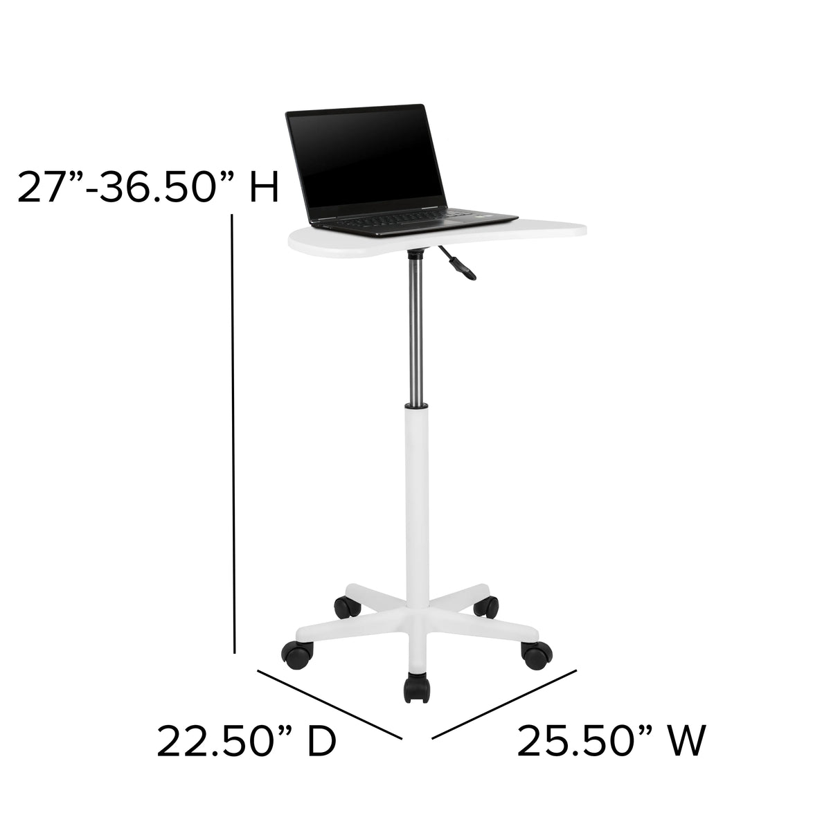 White Sit to Stand Mobile Laptop Desk W4199