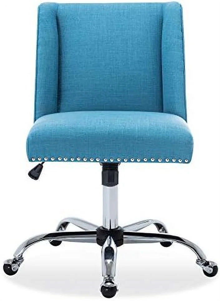 Blue Linen Upholstered Office Chair C5991
