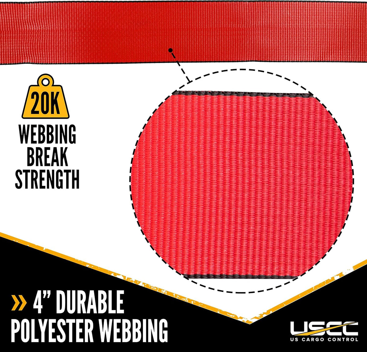Red 4" x 300' 20K Polyester Cargo Webbing C1809