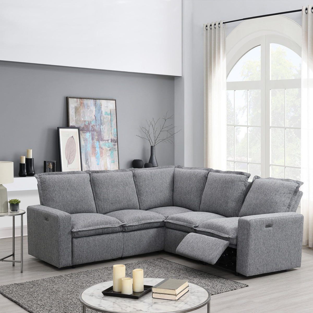 Gray Power Recliner Sofa Set L6016