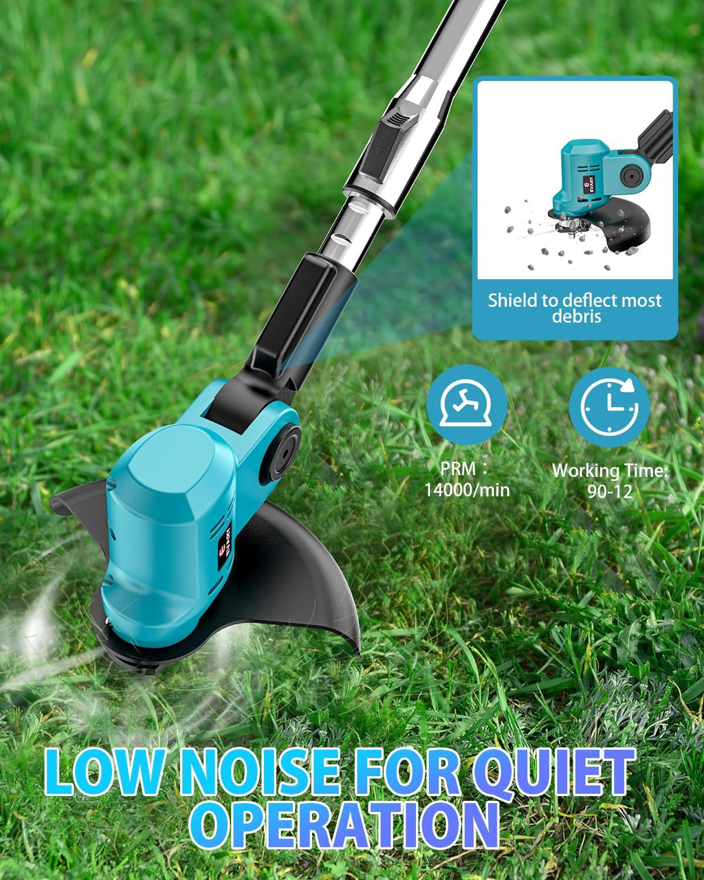 21V Cordless Electric String Trimmer with 6000mAh Battery U78865