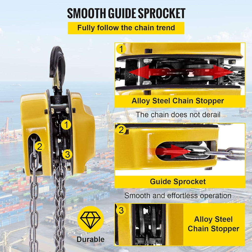 Chain Hoist 1100lbs 10ft Yellow Pack of 2 S659