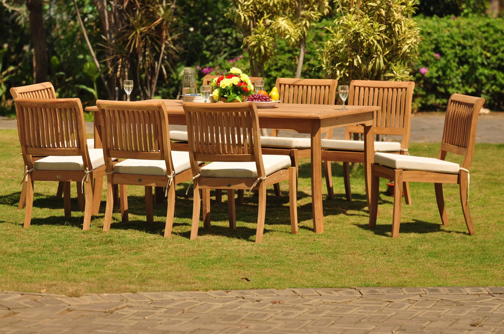 9 Pc Teak Dining Set with 8 Stacking Chairs F601