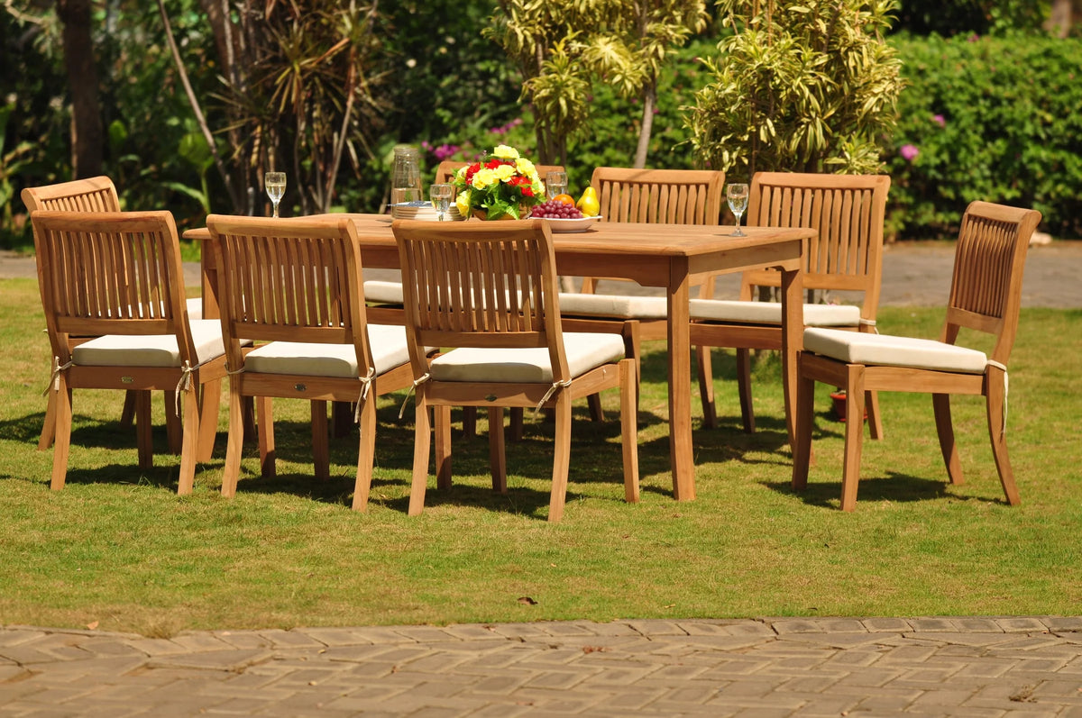 9 Pc Teak Dining Set with 8 Stacking Chairs F601