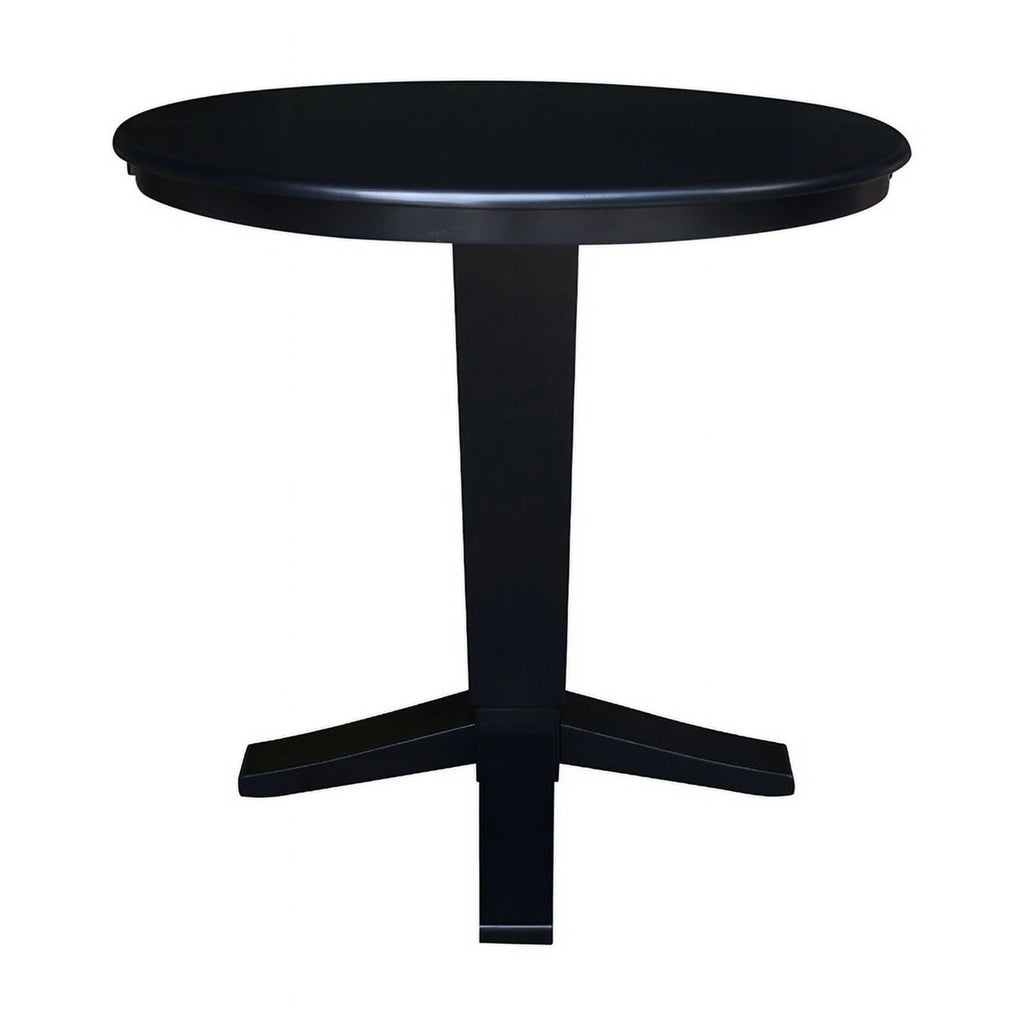 Solid Wood Round Top Pedestal Dining Table with Leaf Z55206