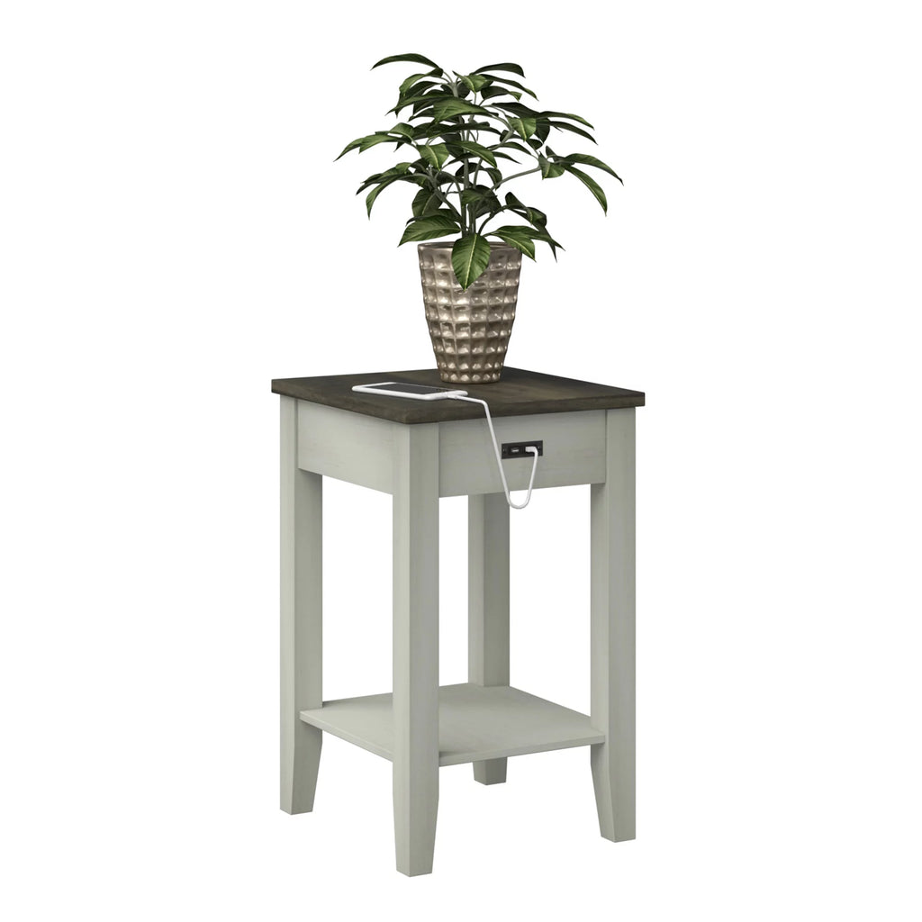 Two-Tone Side Table with USB Charging W15768