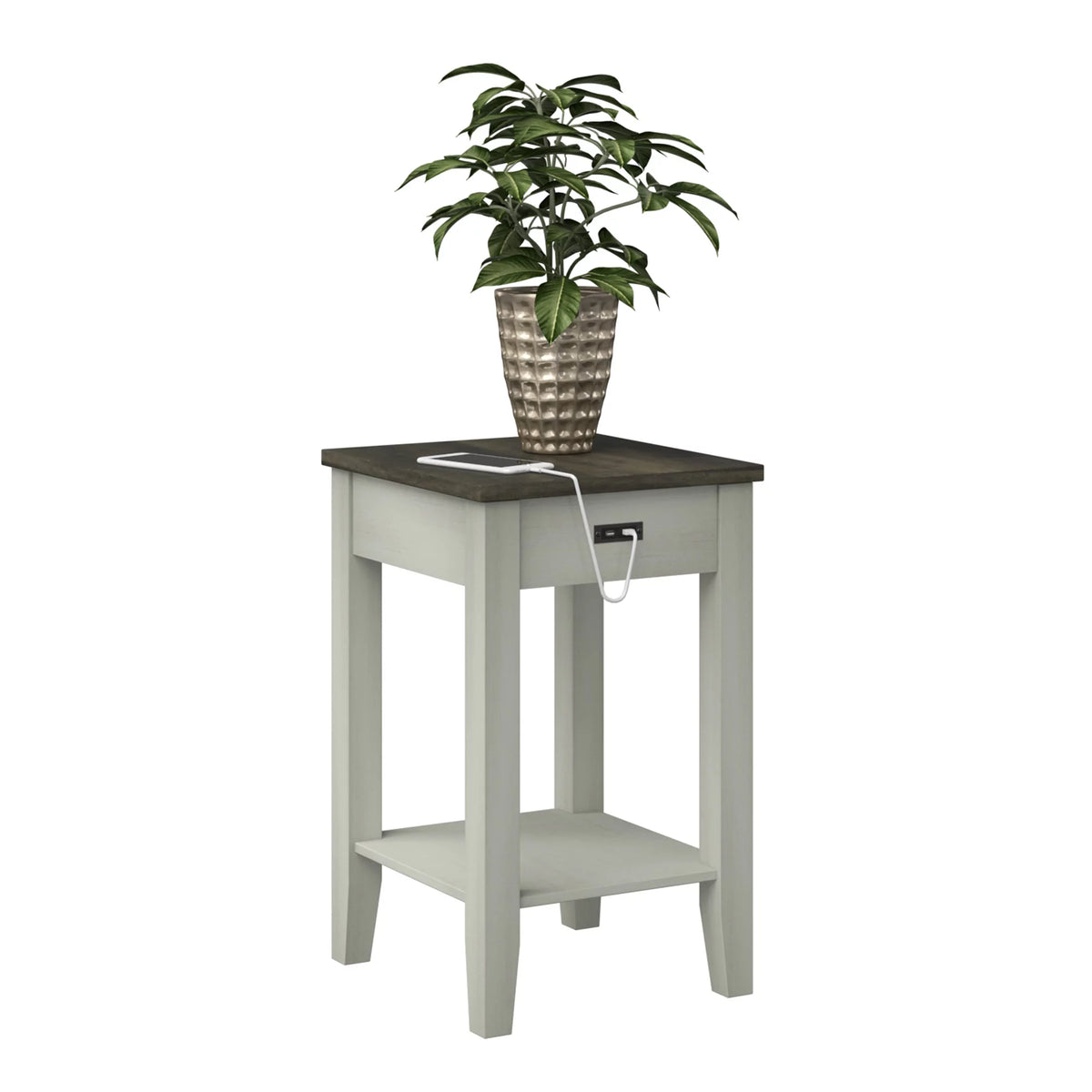 Two-Tone Side Table with USB Charging W15768