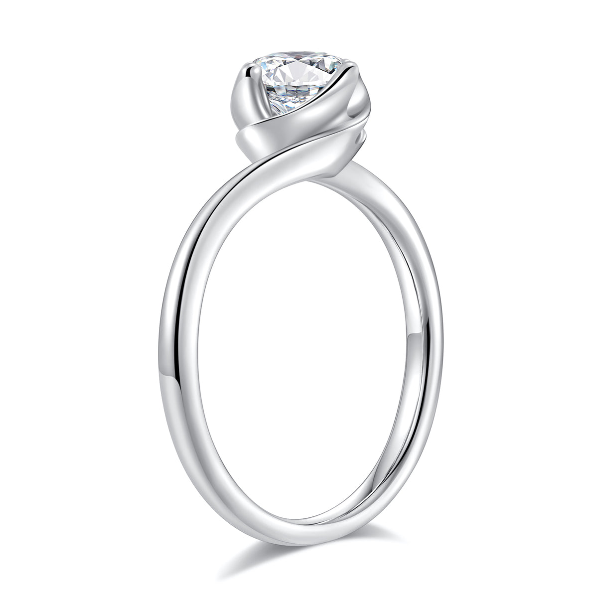 1ct Solitaire Moissanite Engagement Ring 925 Sterling Silver Four-Prong Round Cut Ring E676580