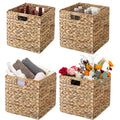 12x12x12 4 Pack Water Hyacinth Wicker Cube Storage Baskets M5571