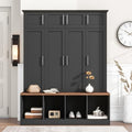 White 4-in-1 Hall Tree Coat Rack with 4 Shelves and 8 Cabinets X685
