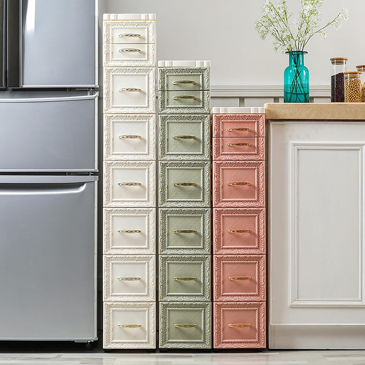8 Drawer Narrow Storage Cabinet with Pull Handles I301387