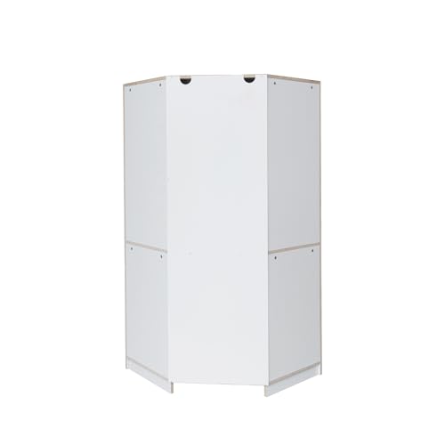Natural Polygon Wooden Corner Wardrobe Closet with 2 Hanging Rails & Shelves L576