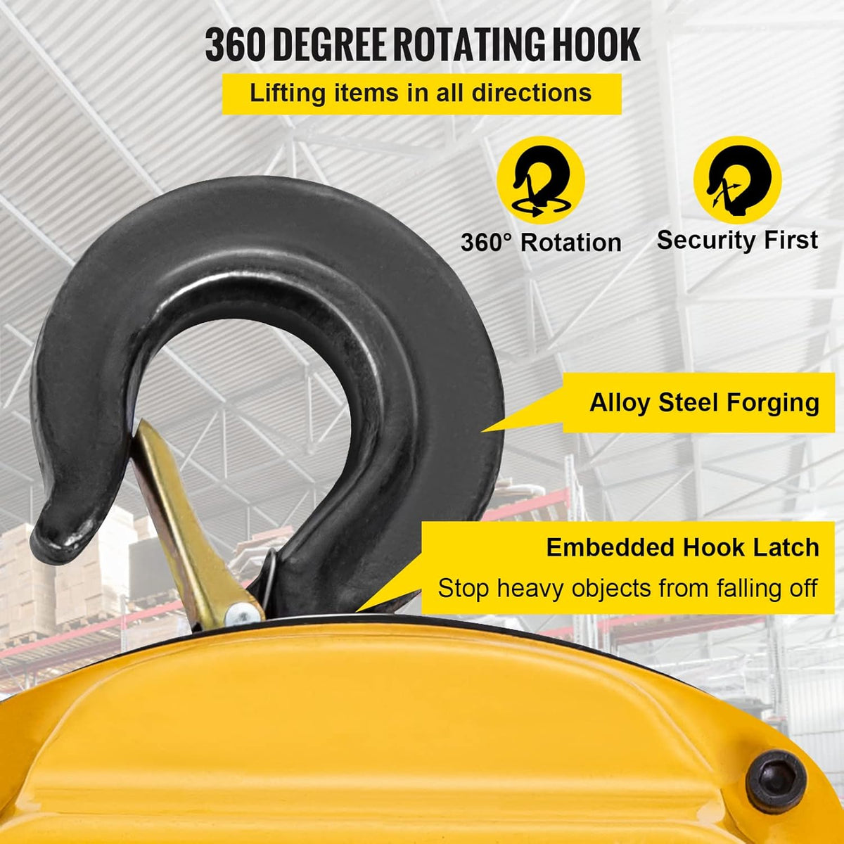 Chain Hoist 1100lbs 10ft Yellow Pack of 2 S659