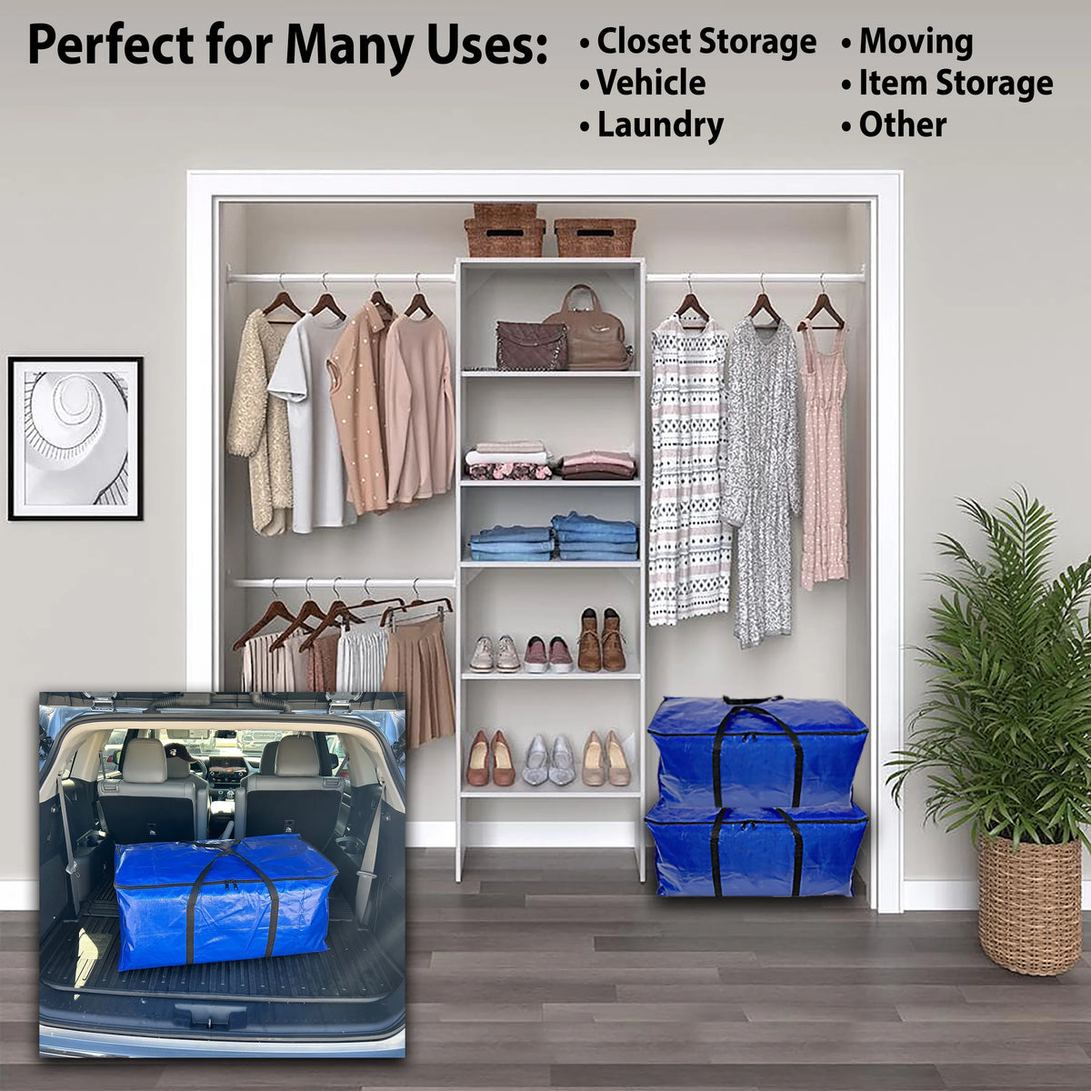 6 Pack 24 gal Moving Storage Bags with Top Zipper S471904