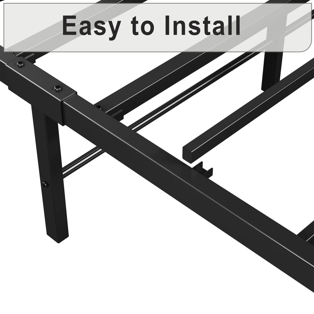 King Metal Bed Frame with Black Storage Headboard V618881