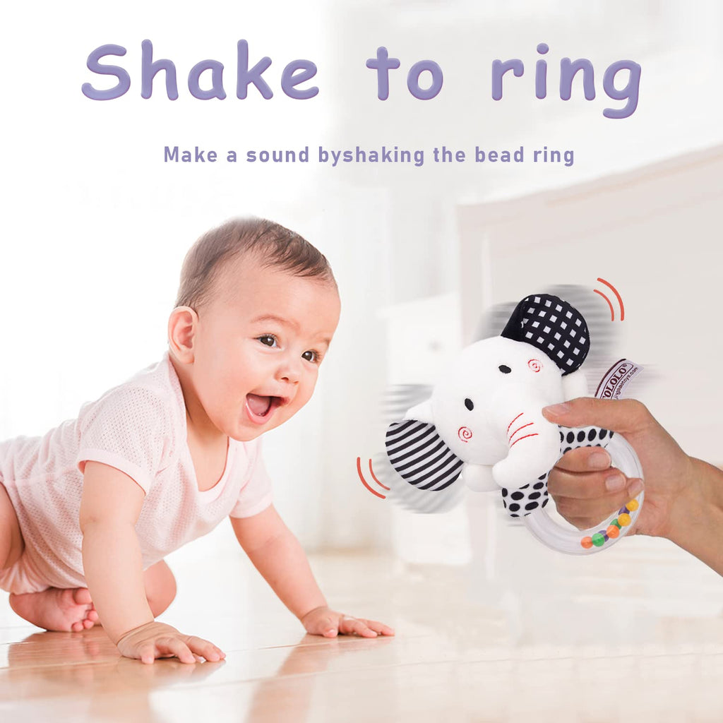 Baby Soft Rattles Teether Plush Rings for Infants I69825