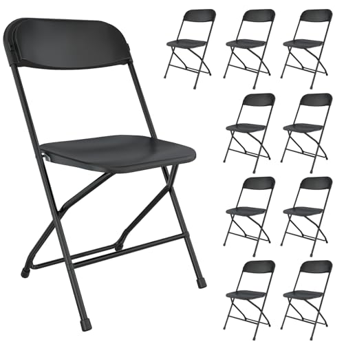 White 10 Pack Plastic Folding Chairs with Steel Frame P8613