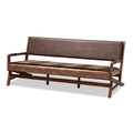 Rustic Brown Faux Leather Upholstered Walnut Finished Wood Sofa O59765
