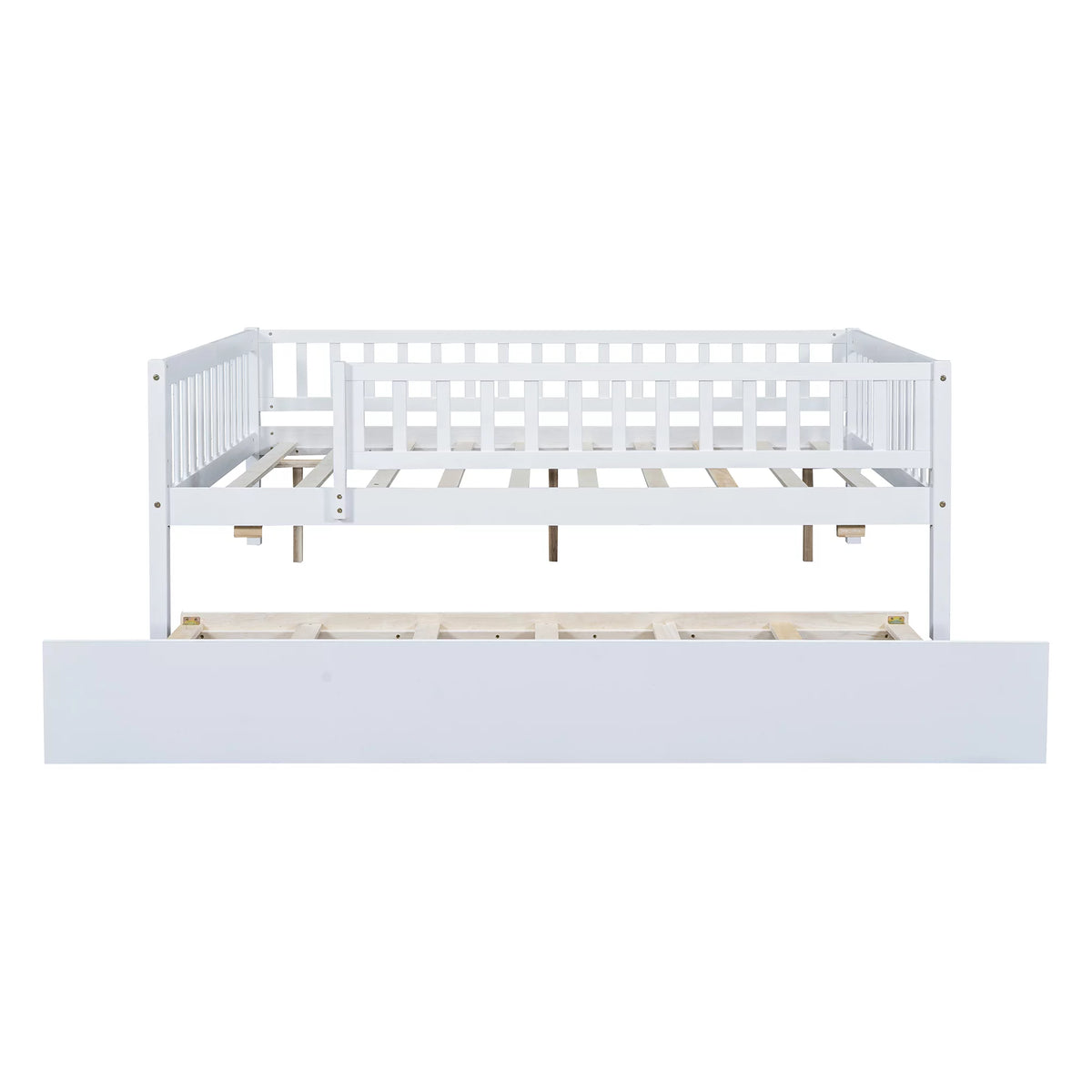 White Full Wood Daybed Frame with Trundle Q8985