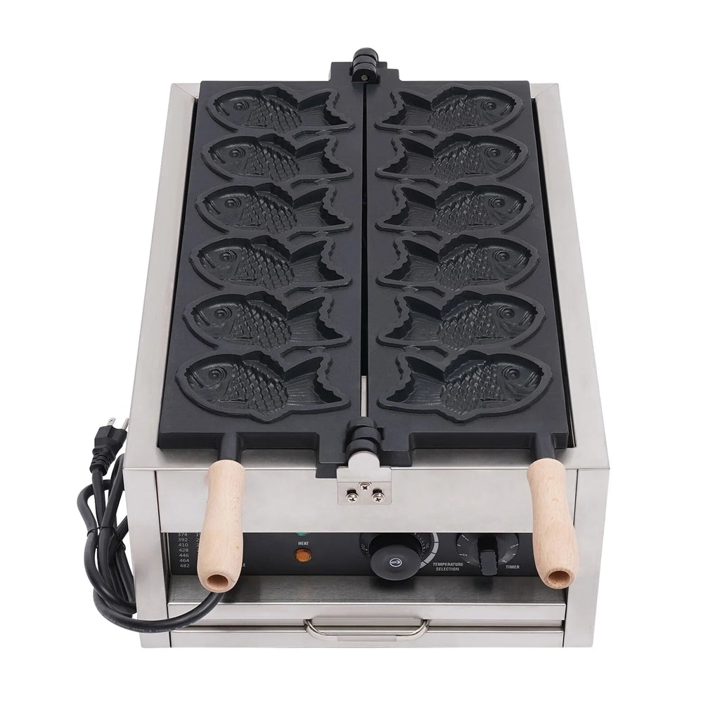 Electric Taiyaki Fish Waffle Maker, Stainless Steel Non-stick Waffle Iron H341669