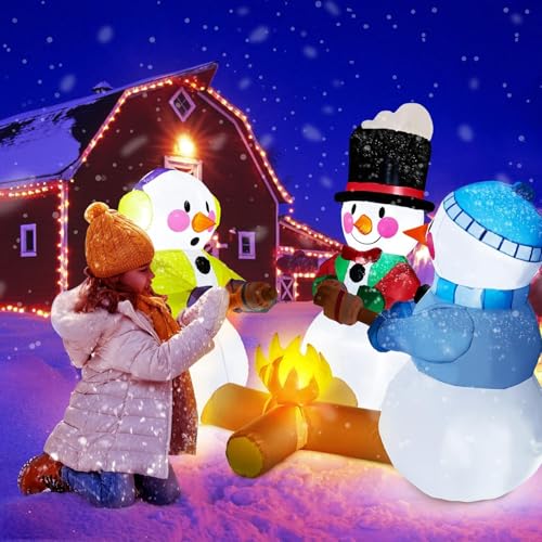 7ft Outdoor Inflatable Snowman Yard Decorations with Led Lights H3463