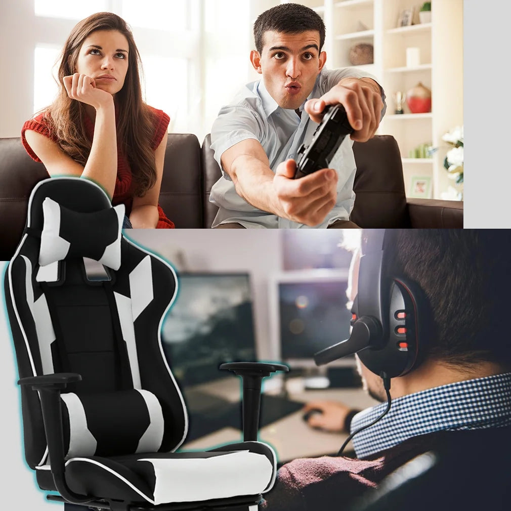 Black and White Ergonomic Swivel Gaming Chair E6677