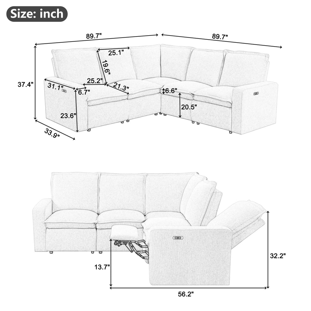 Gray Power Recliner Sofa Set L6016