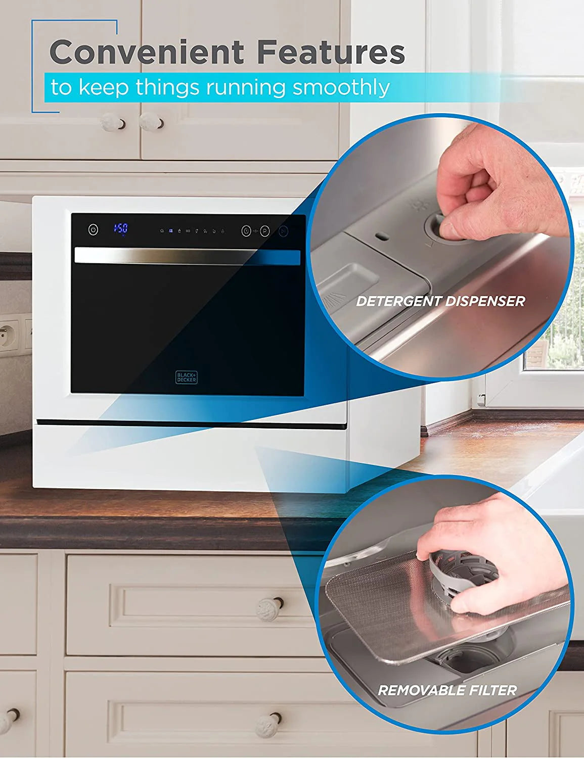 Compact Countertop Dishwasher, 6 Place Settings, White Z346855