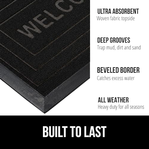 100% Waterproof Natural Rubber Indoor Outdoor Doormat 17x29 S91602