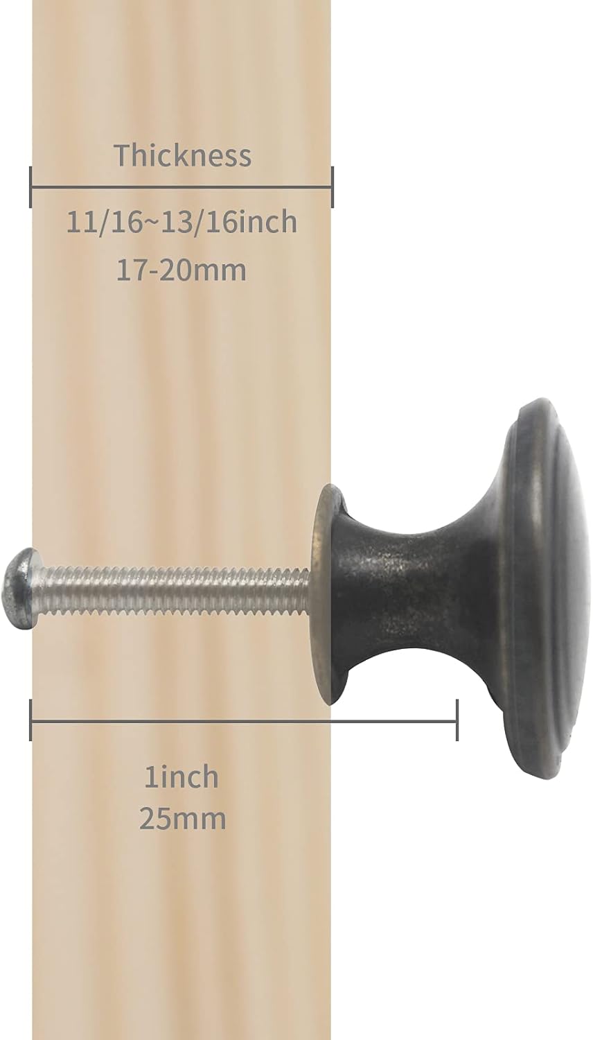 Antique Brass 6 Pack 1.18 inch Cabinet Knobs and Pulls R5102
