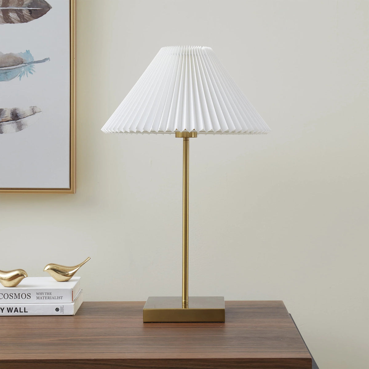 Brass Table Lamp with Pleated Shade P8654