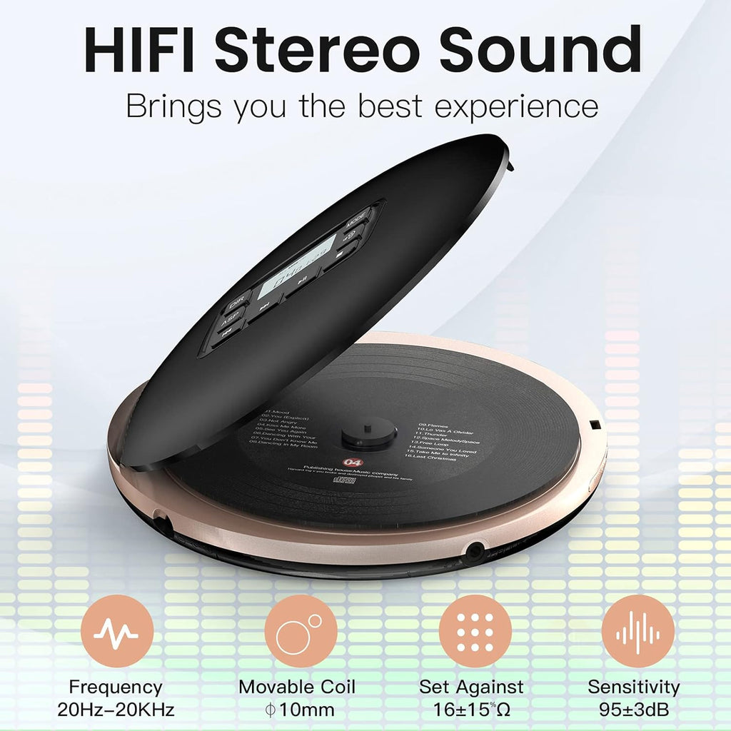 Portable CD Player with Headphones Black D176