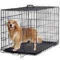 Double-Door Metal Dog Crate with Divider and Tray K525264
