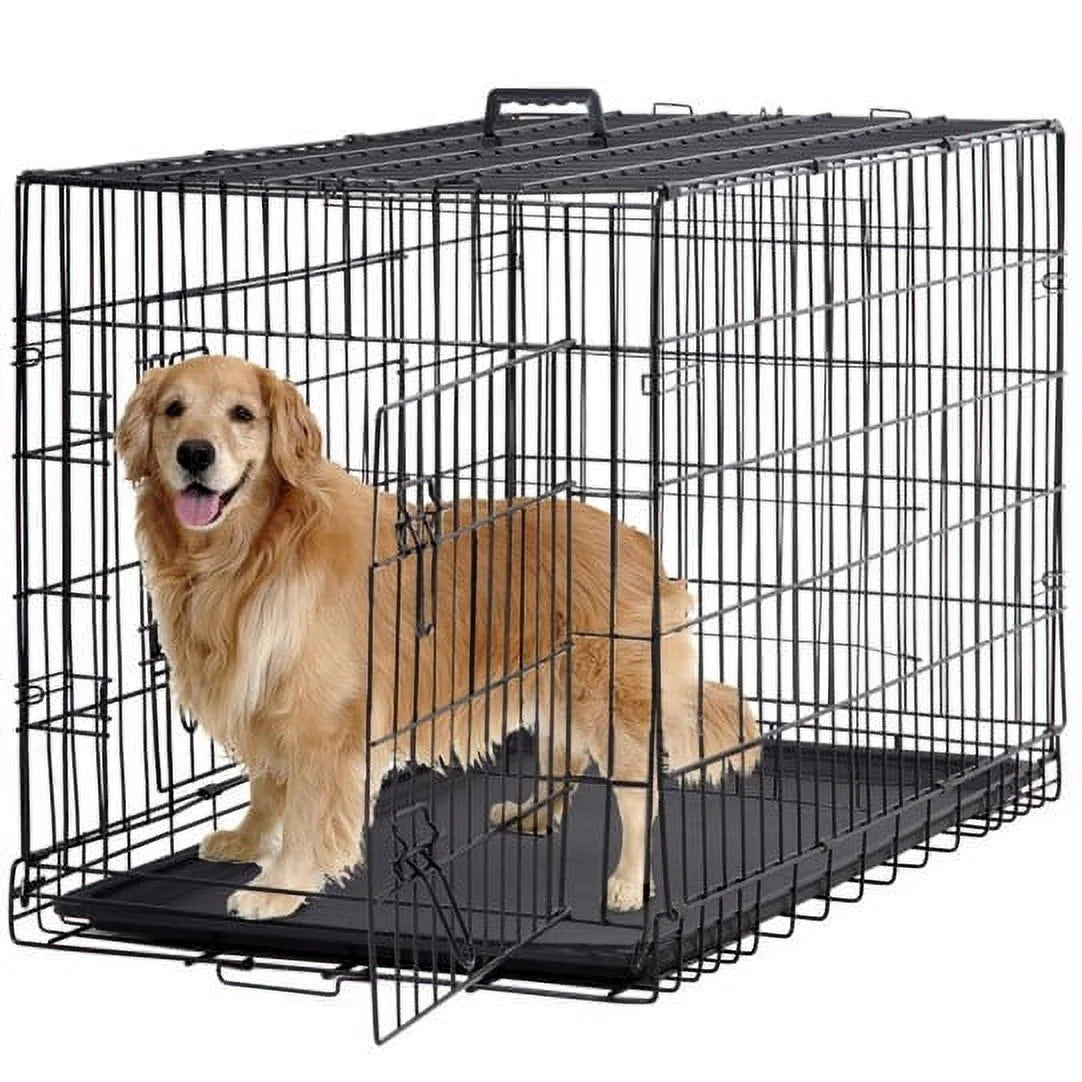 Double-Door Metal Dog Crate with Divider and Tray K525264