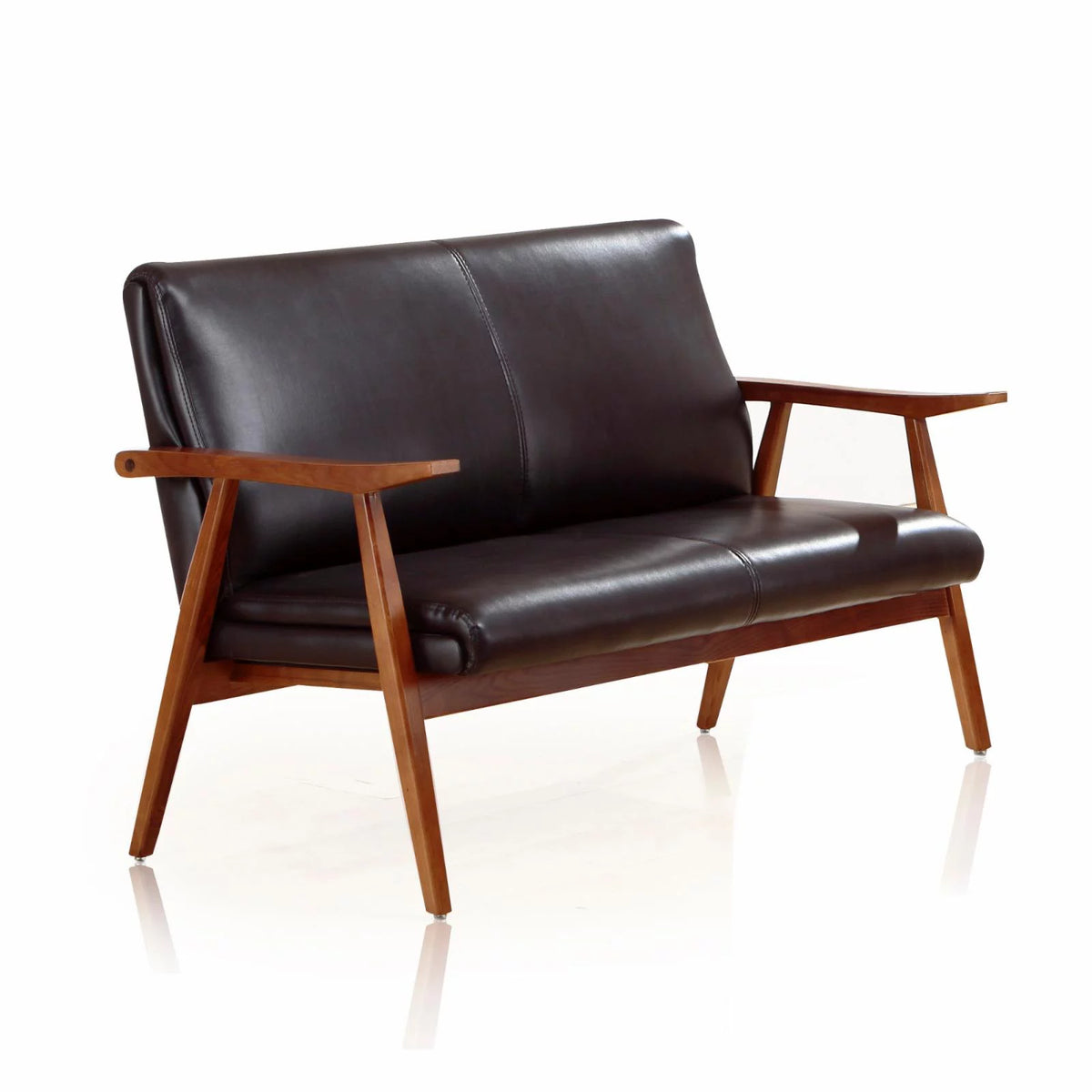Black Brown Faux Leather 2-Seater Loveseat X641