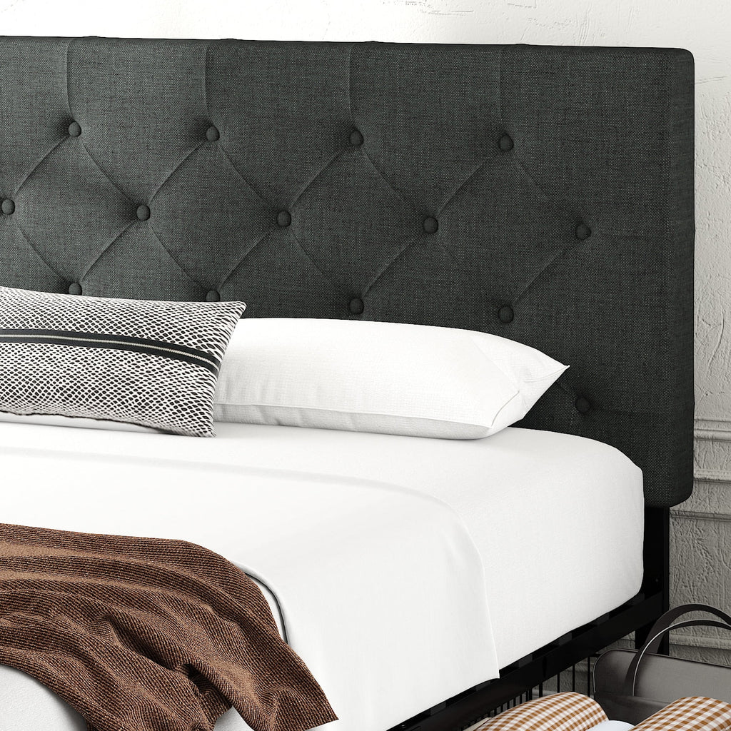 King Size Platform Bed Frame with Headboard and 4 Drawers A4224