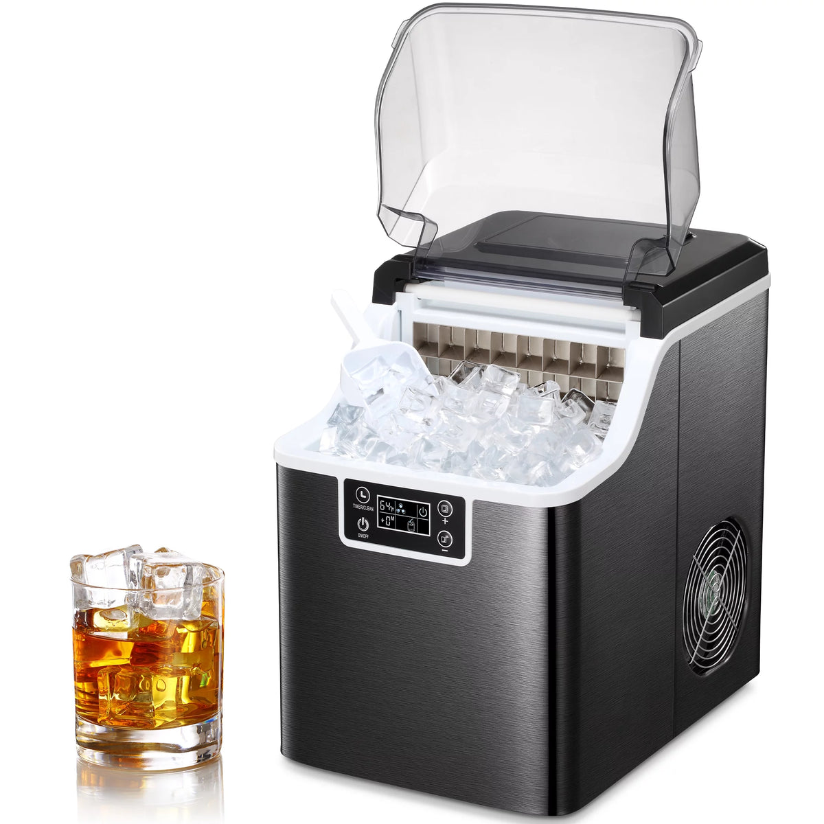 Black 44Lbs/24H Self-Cleaning Countertop Ice Maker with Ice Scoop & Basket K2264