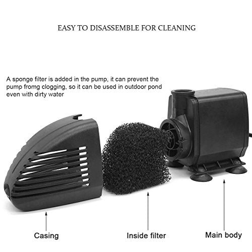 660GPH Submersible Pump with Filter and RGB LED Light B630