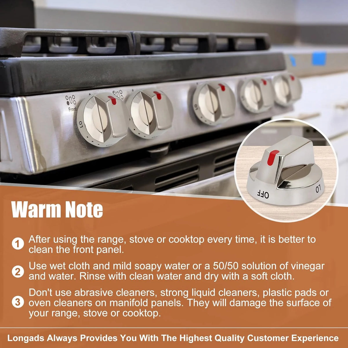 Stainless Steel Range Oven Control Dial Knob (5pcs) H297888