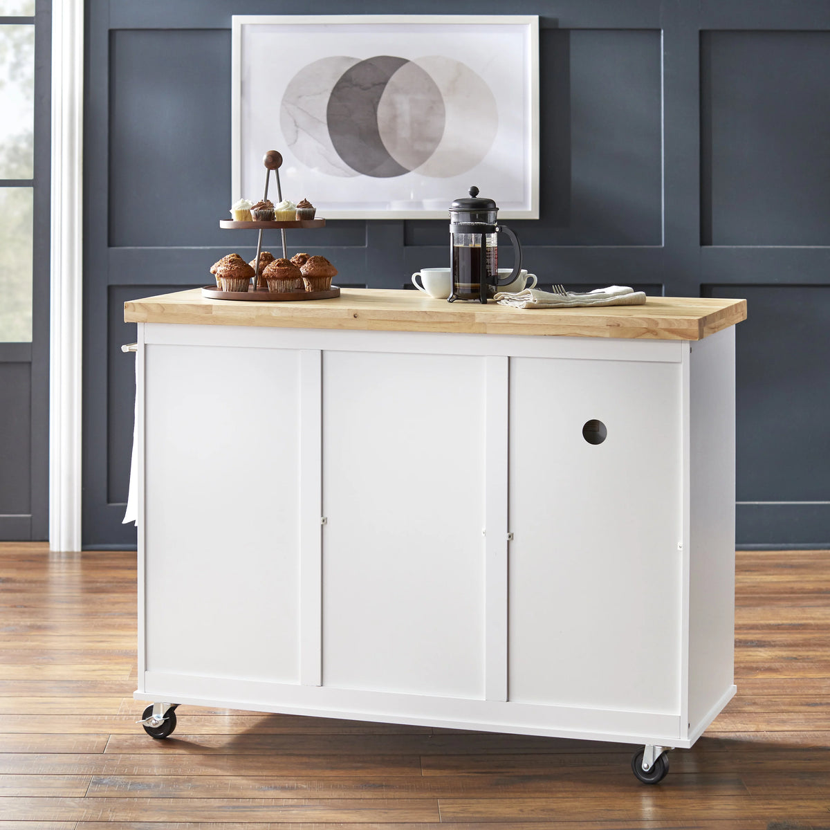 White Microwave Kitchen Cart W566292