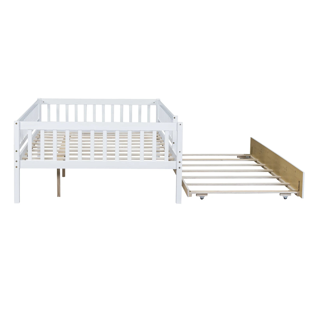 White Full Wood Daybed Frame with Trundle Q8985