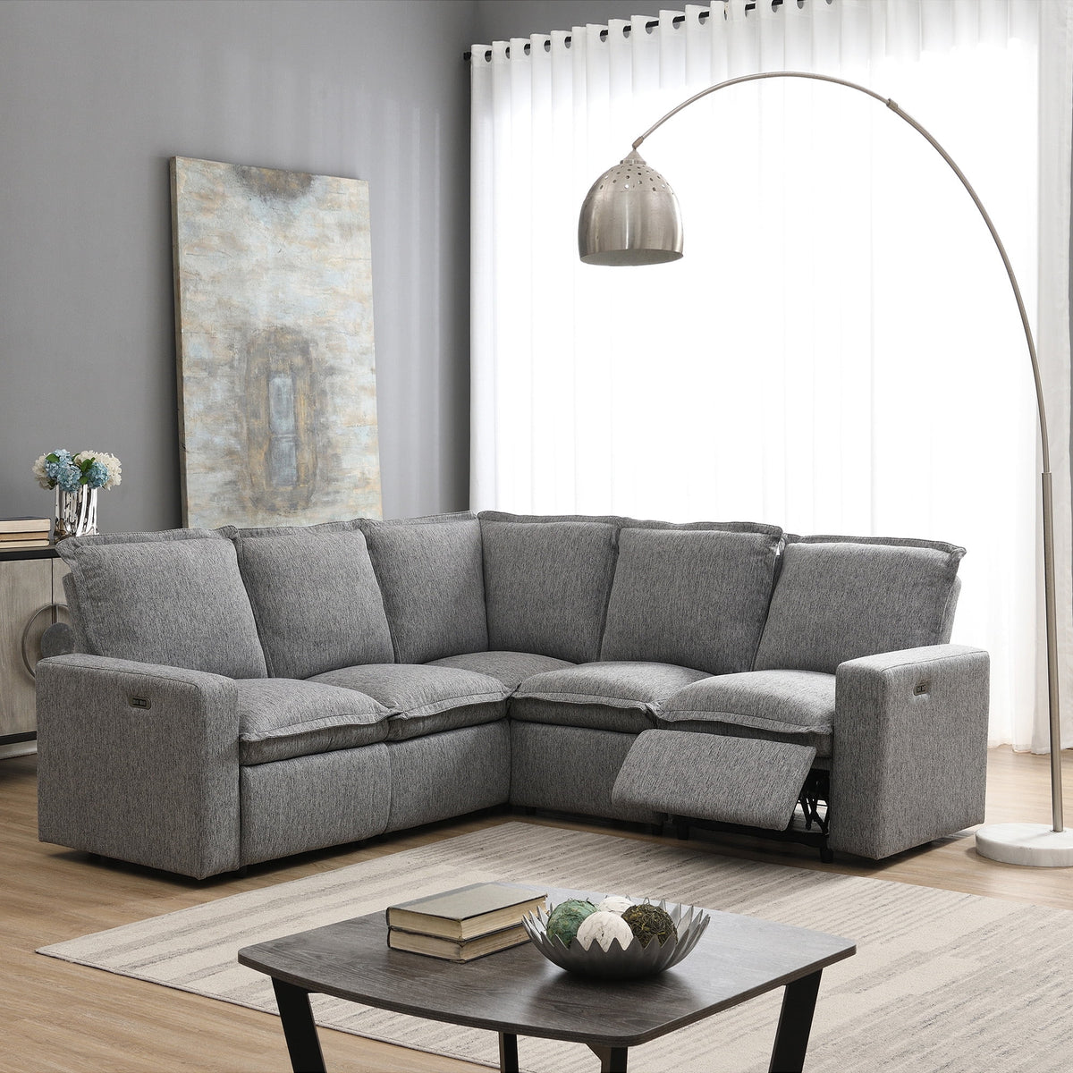 Gray Power Recliner Sofa Set L6016