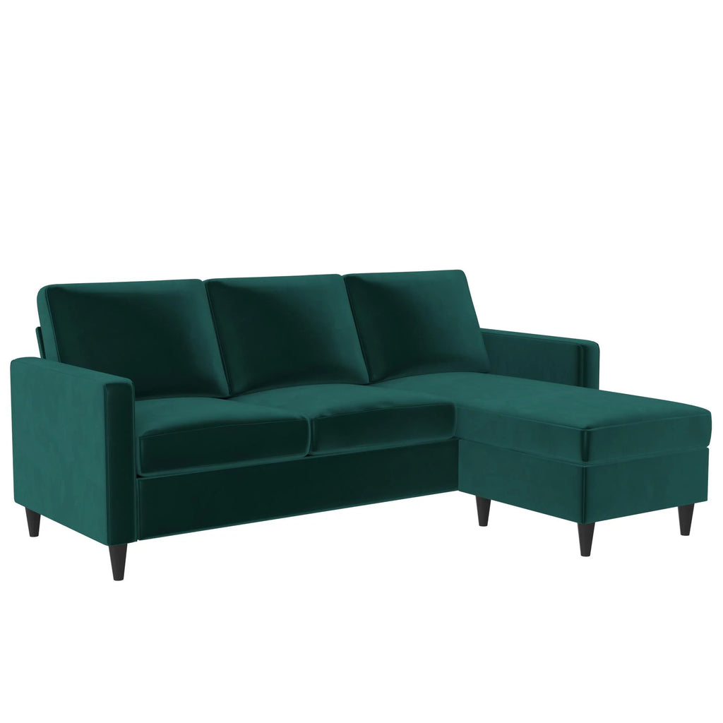 Green Velvet Reversible Sectional Sofa P339
