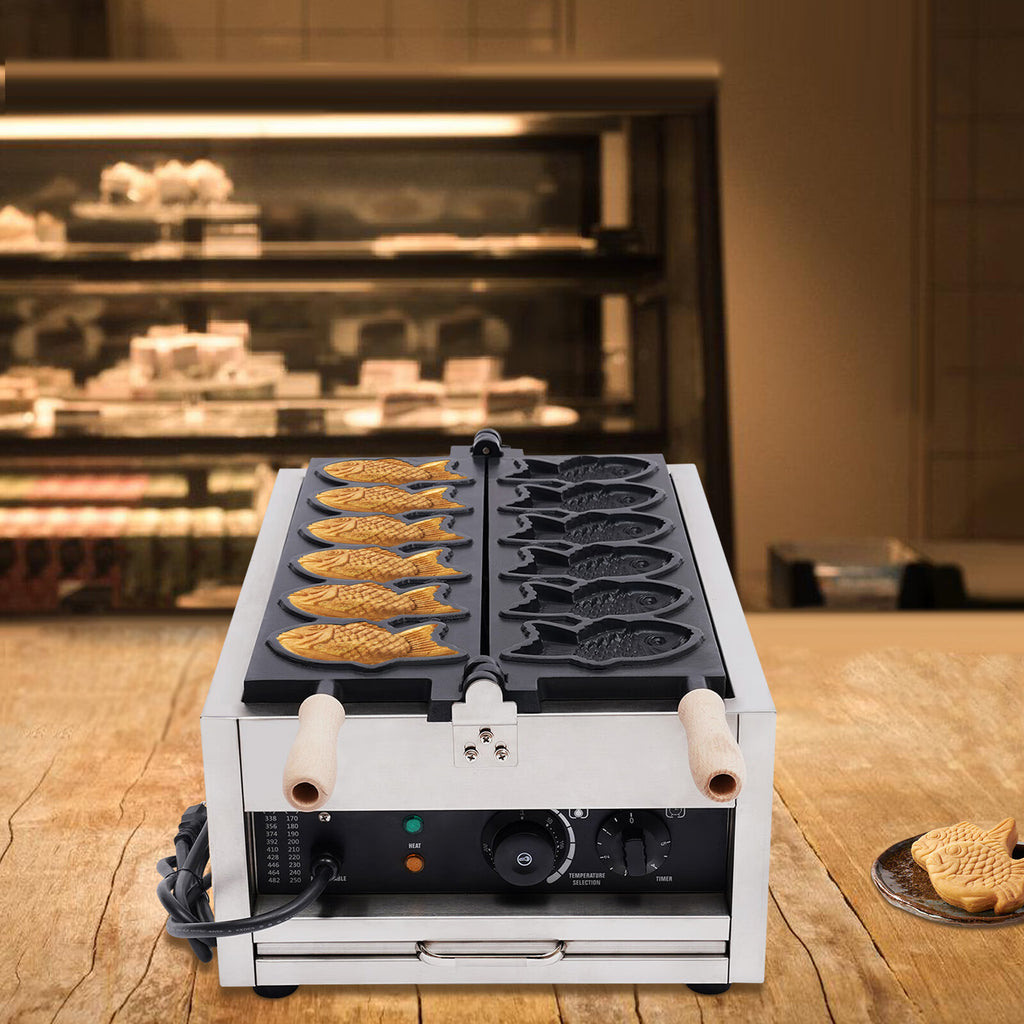 Electric Taiyaki Fish Waffle Maker, Stainless Steel Non-stick Waffle Iron H341669