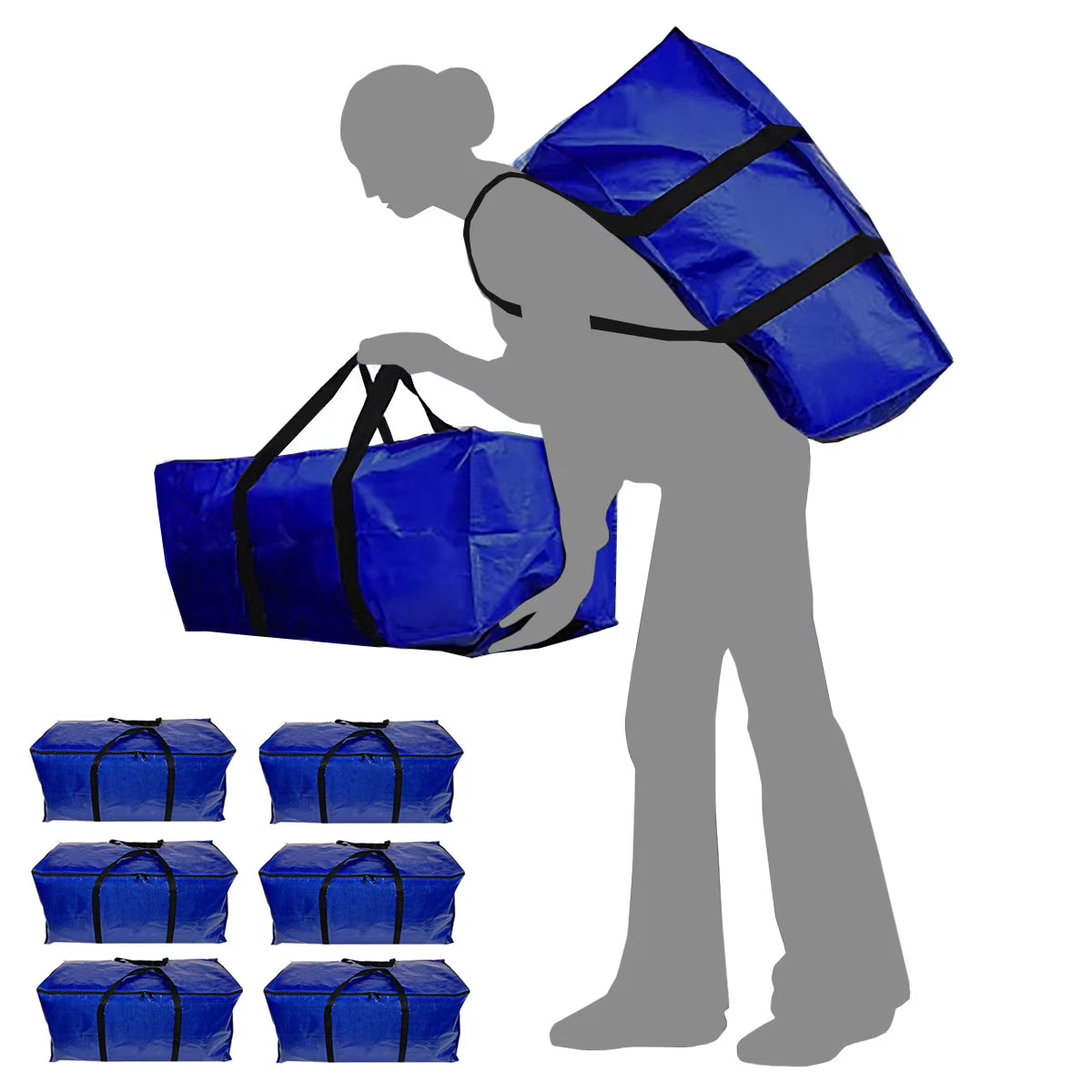6 Pack 24 gal Moving Storage Bags with Top Zipper S471904