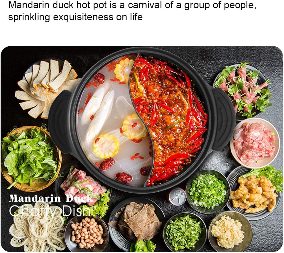 11 Inch White Non-Stick Shabu Shabu Pot with Divider O5358