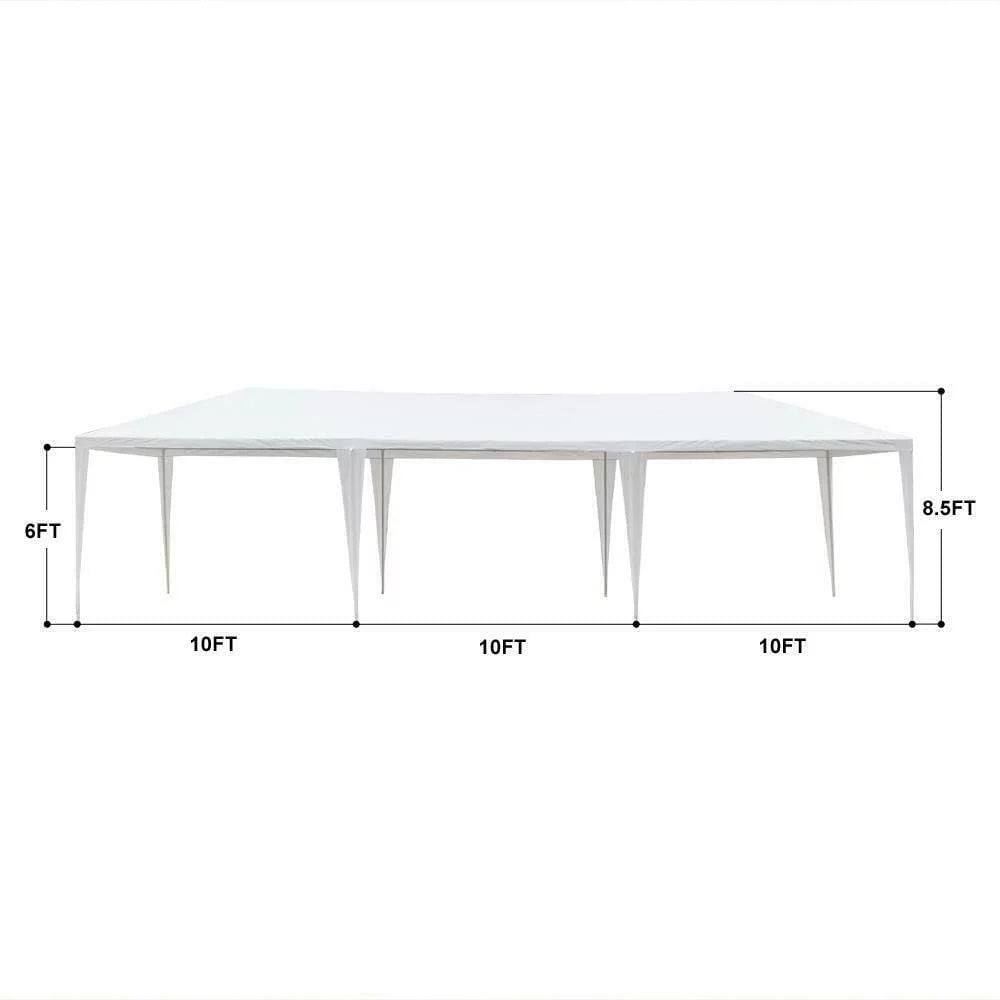 10'x30' White Outdoor Canopy Tent with 8 Side Walls G3612