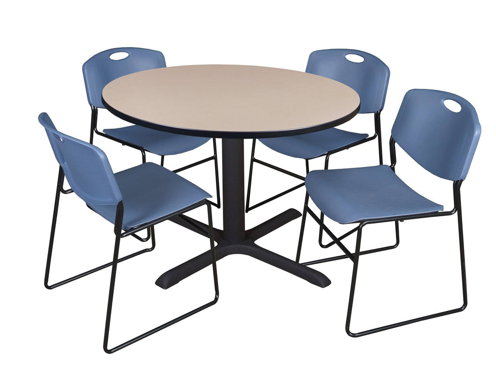 Round Breakroom Table and 4 Stack Chairs X22133