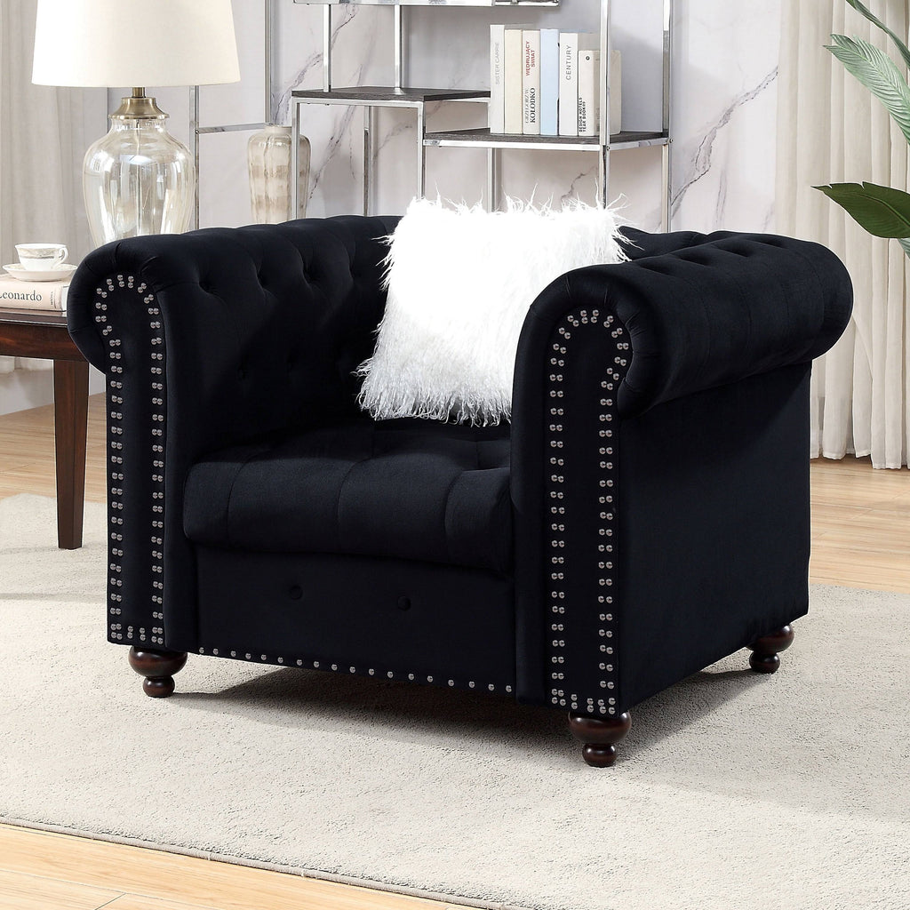 Black Tufted Fabric Chair B751