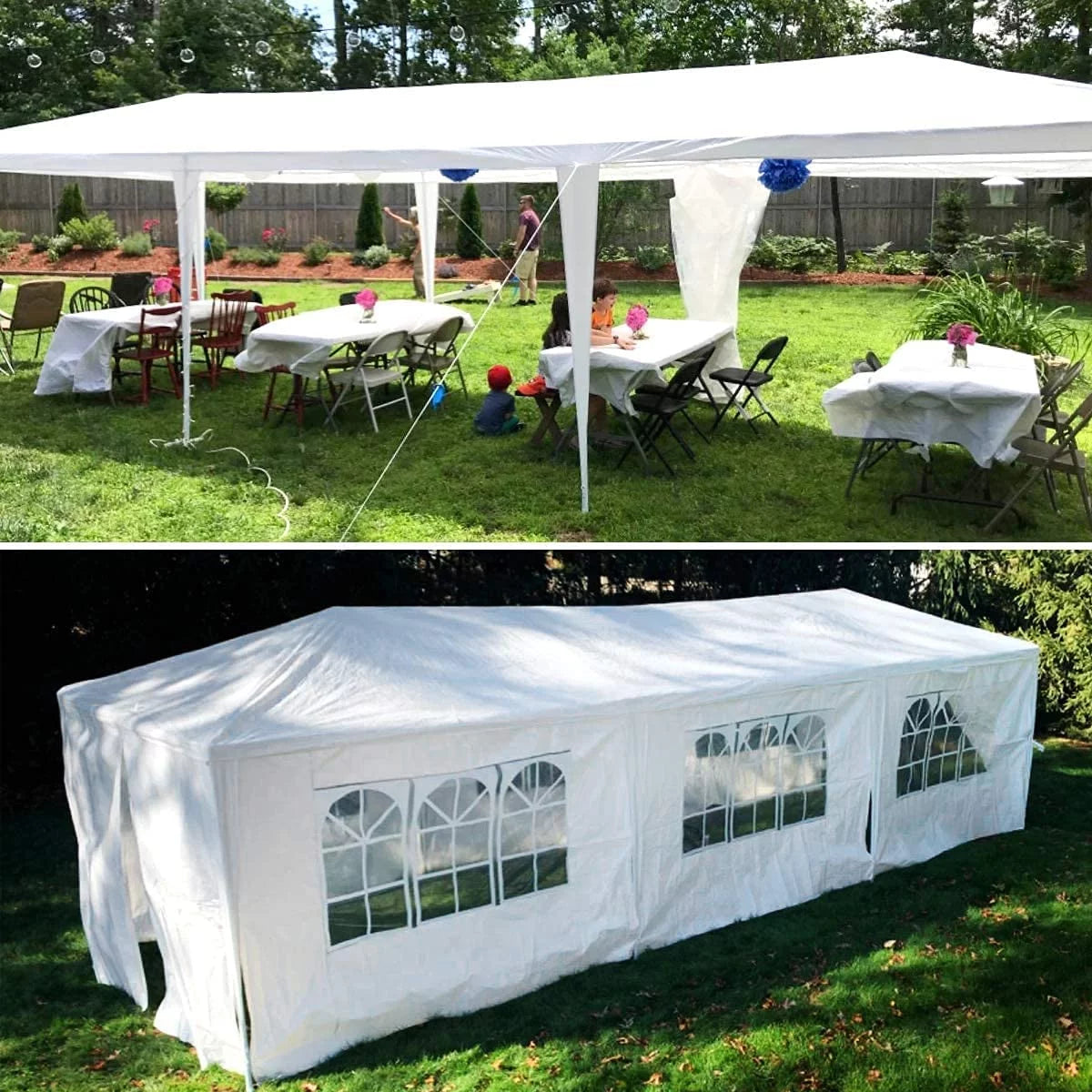 10'x30' White Outdoor Canopy Tent with 8 Side Walls G3612